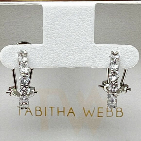 tabitha webb Jewelry - Tabitha Webb Crystal Half Hoop Wedding Earrings